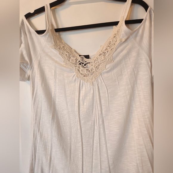 Ella Moss Tank Top sz S shirt tunic off shoulder cream white boho lace blouse - Picture 2 of 7
